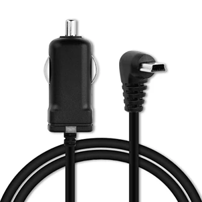 Abbildung von subtel® KFZ Ladegerät 1.1m 1A / 1000mA kompatibel mit Jimwey GPS Navigation 5&quot;, 7&quot;,9&quot; (2018, 2019) 5V Mini USB 90 Ladekabel Netzteil Autolader 24V 12V Stecker Auto abgewinkelter