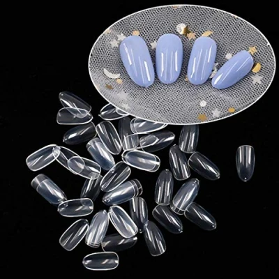 Abbildung von Sethexy Kurz Oval Falsche Nägel 500 Stück 10 Größen Vollständige Abdeckung Acryl Nagelspitzen Zum Kunst Nagel Design (Klar)