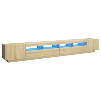 Abbildung von vidaXL TV Schrank mit LED Leuchten Lowboard Sideboard Fernsehschrank Fernsehtisch Möbel Tisch Board HiFi Sonoma Eiche 300x35x40cm