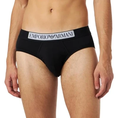 Abbildung von Emporio Armani Herren Men&#039;s Logo Label Boxer Briefs, Schwarz, M EU