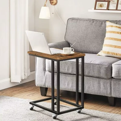 Abbildung von VASAGLE Beistelltisch (2 St), mit Rollen, C Form, mobiler Kaffeetisch, 35 x 50 60 cm