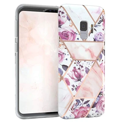 Abbildung von EAZY CASE Handyhülle Silikon mit Kameraschutz kompatibel Samsung Galaxy S9, im Blumen Design, Rosen Motiv Hülle, Ultra dünn, Slimcover, Silikonhülle, Backcover, Rosé Gold