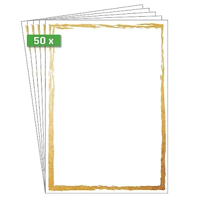 Abbildung von SIGEL DP614 Hochwertiges Motivpapier, Druckerpapier, Karton &quot;Golden frame&quot;, A4, 50 Blatt, Motiv beidseitig, 200 g, Urkundenpapier, aus nachhaltigem Papier