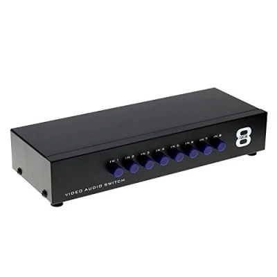 Abbildung von LEAGY 8 Anschlüsse in Eingänge AV RCA Splitter Schalter Adapter