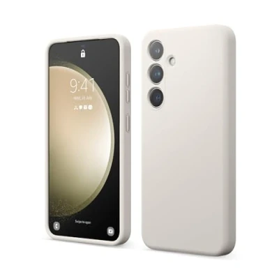 Abbildung von elago Flüssig Silikon Case Kompatibel mit Samsung Galaxy S24 Hülle, Premium Handyhülle, Ganzkörperschutz [4 Lagige Stoßfeste Struktur], Kratzfestes Weiches Mikrofaserfutter (Taupe)