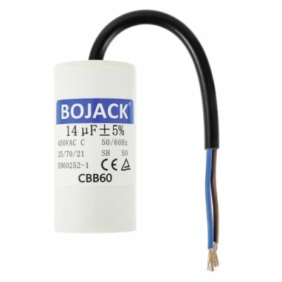 Abbildung von BOJACK CBB60 14uF 450V 50/60HZ Anlaufkondensator, SH Motorbetriebskondensator, AC Motorkondensator, mit Draht