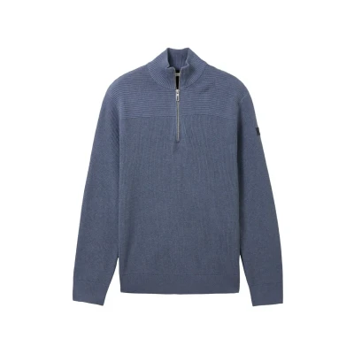 Abbildung von TOM Tailor MIT Troyer Kragen Strickpullover, Herren, Größe: 3XL, Vintage indigo blue melange
