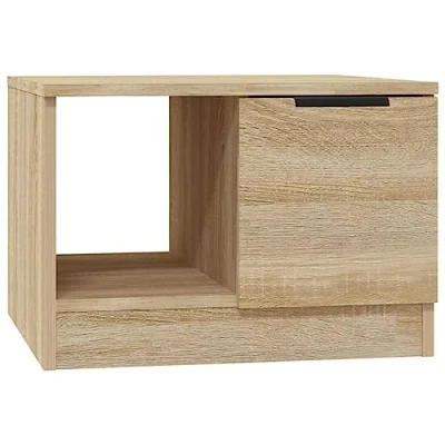 Abbildung von vidaXL Couchtisch mit 2 Fächern Beistelltisch Wohnzimmertisch Kaffeetisch Sofatisch Teetisch Tisch Wohnzimmer Sonoma Eiche 50x50x36cm Holzwerkstoff