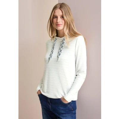 Abbildung von Cecil Ottoman Langarmshirt, Damen, Größe: Large, Weiß