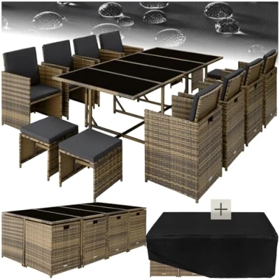 Abbildung von tectake Sitzgruppe Palma, (Set, 12 tlg), Tisch und Stuhl Set