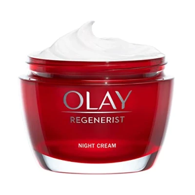 Abbildung von OLAY Gesichtscreme für die Nacht, Anti Falten, feuchtigkeitsspendend mit Hyaluronsäure, Niacinamid und Vitamin B5, strafft befeuchtet Haut tiefenwirksam ein straffes regeneriertes