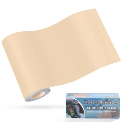 Abbildung von OAZ Nylon Selbstklebende Patches, 1 Rolle 10x160cm Selbstklebender Wasserdichte Reparatur Patch, FlickeBeige Selbstklebend Beige, für Zelte, Daunenjacke, Schlafsack, Tasche