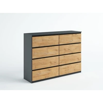 Abbildung von meble masztalerz Kommode Anthrazit/Lancelot Matt mit 8 Schubladen 120 x 101,5 39 cm Sideboard Wohnzimmer, Schlafzimmer Schubladenschrank Komodenschrank