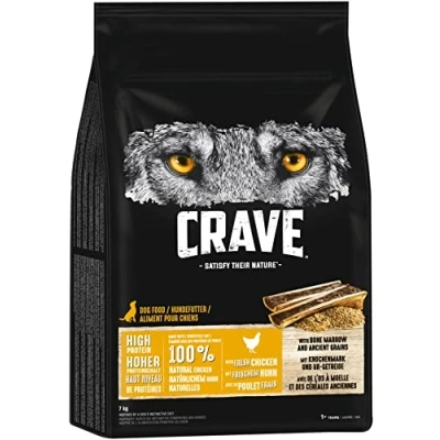Abbildung von Crave Adult Trockenfutter mit Huhn Knochenmark und Urgetreide, 7kg (1 Beutel) Premium Hundefutter trocken hohem Proteingehalt Hergestellt 100% natürlichem