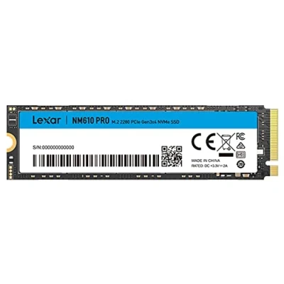 Abbildung von Lexar NM610PRO 2TB SSD, M.2 2280 PCIe Gen3x4 NVMe 1.4 Internal, Up to 3300 MB/s Read, 2600 Writes, Internes 3D NAND Flash Solid State Laufwerk für Laptop, Desktop Computer, PC
