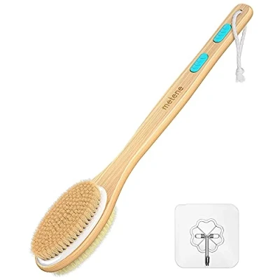 Abbildung von Metene Rückenbürste Badebürste Dusche Duschbürste Mit Langem Stiel, Körperbürste, Peelingbürste, Natürliche Borsten, zum Entfernen Abgestorbener Haut, Cellulite, Verbessert Lymphfunktionen
