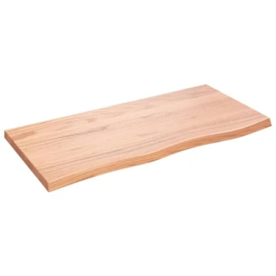 Abbildung von vidaXL Waschtischplatte, Tischplatte für Badezimmer, Massivholzplatte mit Naturkante, Holzplatte Arbeitsplatte Bad Waschtischkonsole Platte, Hellbraun Massivholz Behandelt