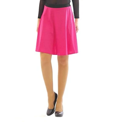 Abbildung von Swing Rock Midi Falten Gummibund hohe Taille Midirock Skirt Maxi pink L XL
