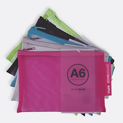 Abbildung von APLI 18024 Nylontasche, Reißverschluss, atmungsaktiv, Nylon, A6 168 x 125 mm, zufällige Farbauswahl