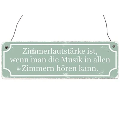 Abbildung von Interluxe Holzschild Shabby Vintage Dekoschild Türschild ZIMMERLAUTSTÄRKE witziges Schild mit Spruch Teenager Musiker
