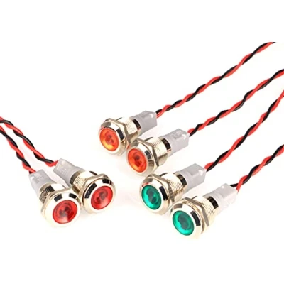 Abbildung von GUUZI 6pcs 220V 230V 12mm LED Panel Pilot Dash Warnlicht Kontrollleuchte Lampe Glühbirnen Richtungs (Rot/Gelb/Grün)