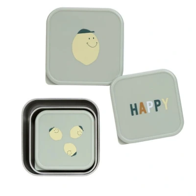 Abbildung von LÄSSIG Snackbox Kinder 3er Set Edelstahl Brotdose/Snackbox Stainless Steel Happy Fruits Lemon