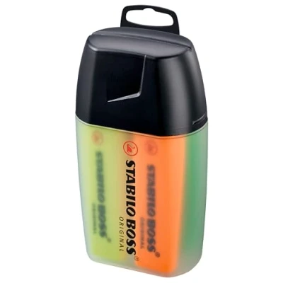 Abbildung von STABILO Marker BOSS® Original, (4 tlg), Textmarker in transluzenter Box