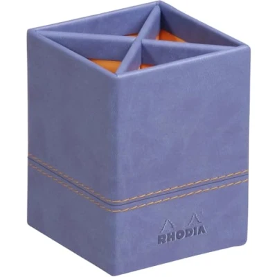 Abbildung von Rhodia 318818C Stifteköcher (8 x 8 11 cm, Kunstleder, elegant und praktisch, ideal für Ihr Büro) 1 Stück, Saphir