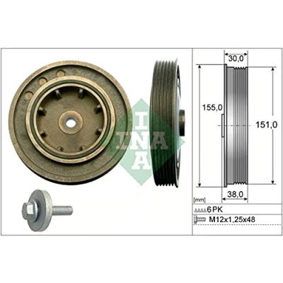 Abbildung von INA 544 0101 20 Riemenscheibensatz, Kurbelwelle RENAULT: MASTER 2 Kasten, LAGUNA Grandtour, OPEL: Vivaro A Pritsche / Fahrgestell
