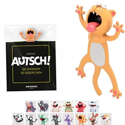 Abbildung von KXT Witzige 3D Lesezeichen Original AUTSCH! Cartoon Tiere Lustiges Geschenk für Kinder und Erwachsene (Katze)