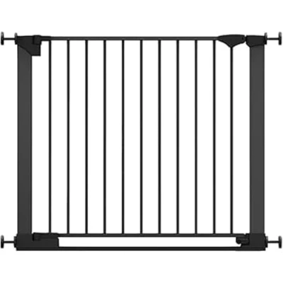 Abbildung von Safetots Sicherheitsstuffen Treppenschutzgitter, Schwarz, 89cm 96cm, Extra Niedrige Durchgangshöhe, 74cm Breite Türöffnung, Einteiliges Breites Gitter für Treppen, Baby und Kleinkind