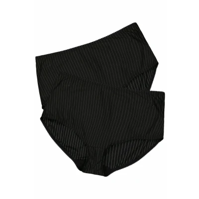 Abbildung von Ulla Popken 2PACK Nadelstreifen H Slip, Damen, Größe: 46/48, Schwarz