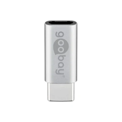 Abbildung von Goobay 51598 Micro USB auf C, Hi Speed Adapter/Konverter für den Anschluss von Ladekabeln, unterstützt Charging &amp; Sync, Silber