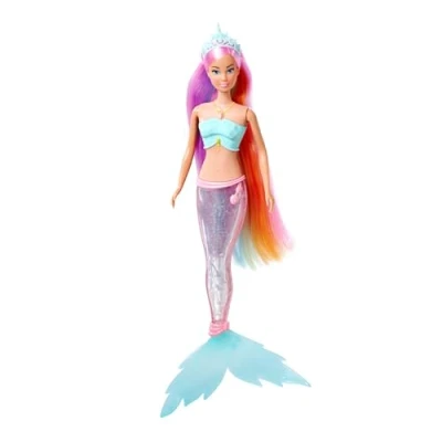 Abbildung von Steffi Love Magic Rainbow Mermaid, Spielpuppe als Meerjungfrau mit magischer Regenbogen Lichtfunktion und extra langem Haar, 39cm, ab 3 Jahren