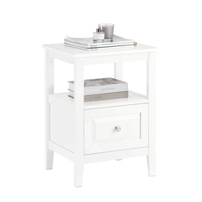 Abbildung von SoBuy Nachttisch Boxspringbett Beistelltisch schmal Sofatisch Telefontisch Nachtschrank Nachtkommode Weiß BHT ca. 45x60x35cm FBT131 W