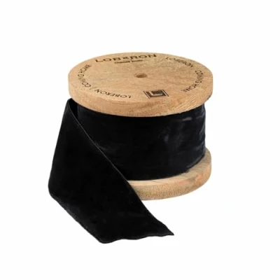 Abbildung von Loberon Samtband Phaedra, breites Zierband, Geschenkverpackung, Weihnachten, Polyester, Viskose, Mangoholz, schwarz