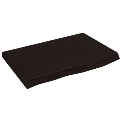 Abbildung von vidaXL Waschtischplatte, Multifunktional Arbeitsplatte mit Naturkante, Waschtischkonsole Tischplatte für Badezimmer, Holzplatte Platte, Dunkelbraun 60x40x(2 6) cm Massivholz Behandelt