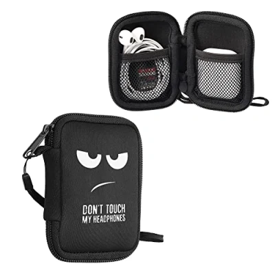 Abbildung von kwmobile in Ear Kopfhörer Tasche kompatibel mit Headphones Hülle Neopren Cover Case 6 x 9 cm Innenmaße Etui Weiß Schwarz