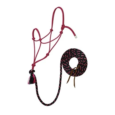 Abbildung von Weaver Leather Silvertip Nr. 95 Seilhalfter mit 3,5 m Leine, durchschnittlich, Schwarz/Grau/Rot