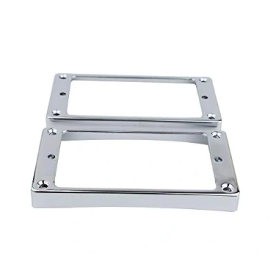 Abbildung von Guyker Curved Bottom Metal Humbucker Pickup Mounting Ring Set Bridge and Neck Pickups Cover Frame Replacement Compatible with Les Paul LP Style Electric Guitar or Precision Bass(2PCS, Chrome)