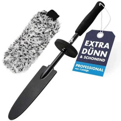 Abbildung von LICARGO® Mikrofaser Felgenbürste extra dünn Mit abnehmbarem Bürstenbezug für eine schonende Reinigung bis tief ins Felgenbett Ideal hochwertige Felgen Wheel Brush
