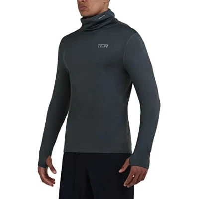 Abbildung von TCA Herren Warm Up Trichterhals Thermo Laufshirt Dunkelgrün, XL