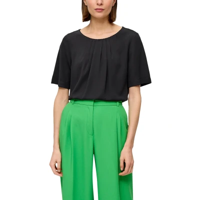 Abbildung von s.Oliver Black Label Kurzarmmit Rundhalsausschnitt Bluse, Damen, Größe: 38, Schwarz