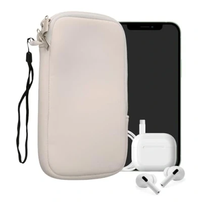 Abbildung von kwmobile Handytasche für Smartphones L 6,5&quot; Neopren Handy Hülle Weiß Tasche 16,5 x 8,9 cm Innenmaße