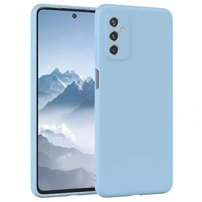Abbildung von EAZY Case Silikonhülle für Samsung Galaxy M52 5G Hülle Silikon Blau weich stoßfeste Handyhülle Schutzhülle mit Kameraschutz Dünn Premium Schutz Cover TPU Phone Bumper in Hellblau