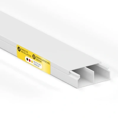 Abbildung von Kabelkanal aus hochwertigem PVC weiß Kabelleiste 2m 5 Stück 30x11mm