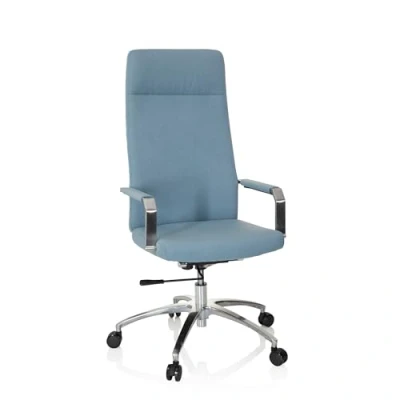 Abbildung von hjh OFFICE 670975 Bürosessel SARANTO Plus I Stoff Hellblau moderner Bürostuhl mit hoher Rückenlehne