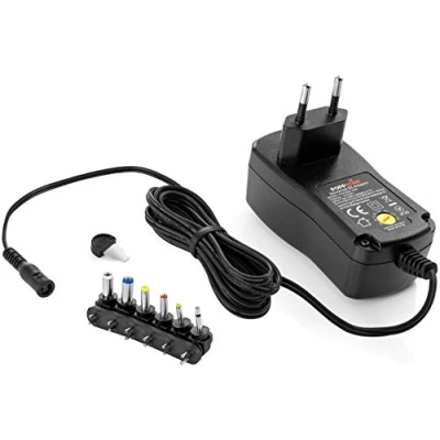 Abbildung von Poppstar Netzteil 9V 12V 13,5V 15V 18V 20V 24V mit 1A Universal (1000mA Schaltnetzteil 6 Wechselsteckern, LED, Kabel 150cm)
