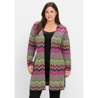 Abbildung von Sheego Strickjacke, Damen, Größe: 40/42, Beere gemustert