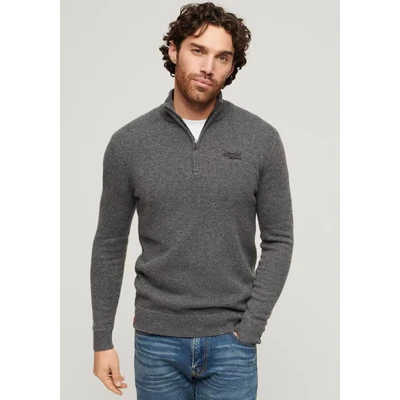 Abbildung von Superdry Essential Embroidered HALF ZIP Strickpullover, Herren, Größe: XL, Gull grey marl